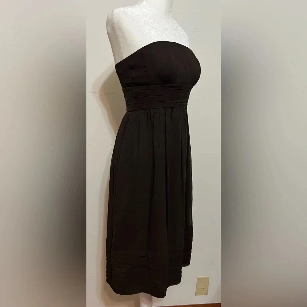 J. Crew Strapless Silk Chiffon Dress. Size 0.  Chocolate brown